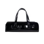 画像1: Patent Bow-tied tote bag エナメル リボン付き横長 ミニバッグ リボントートバッグ (1)