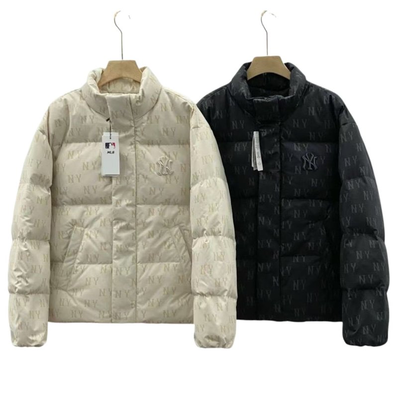画像2: 25 MLB NY monogram logo  padded puffer down Nuptse short jackets ユニセックス男女兼用 MLB NY モノグラムロゴ ヌプシ ショートダウンジャケット スタジアムジャンパー ベンチコート (2)