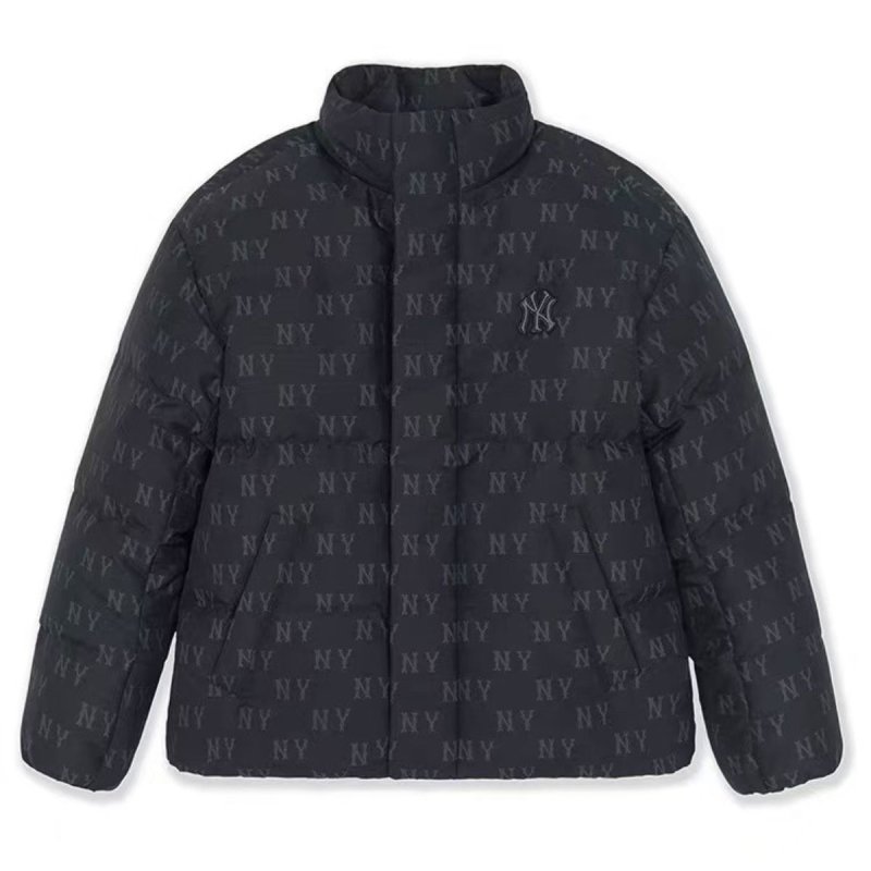 画像1: 25 MLB NY monogram logo  padded puffer down Nuptse short jackets ユニセックス男女兼用 MLB NY モノグラムロゴ ヌプシ ショートダウンジャケット スタジアムジャンパー ベンチコート (1)