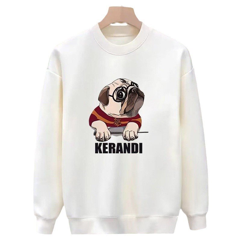 画像2: Unisex Bulldog print sweatshirt　ユニセックス男女兼用ブルドック犬プリントスウェットトレーナー (2)