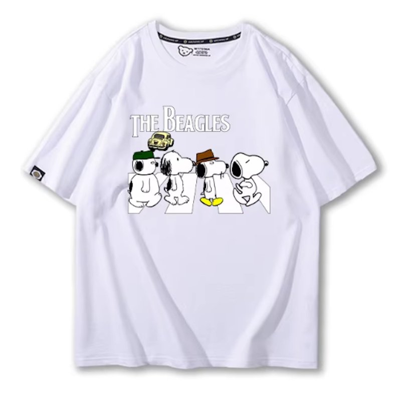 画像2: Unisex Snoopy & Puppy Abbey Road Print Short Sleeve T-Shirt 　 スヌーピー＆パピー アビーロードプリント半袖ラウンドネックTシャツ ユニセックス 男女兼用  (2)