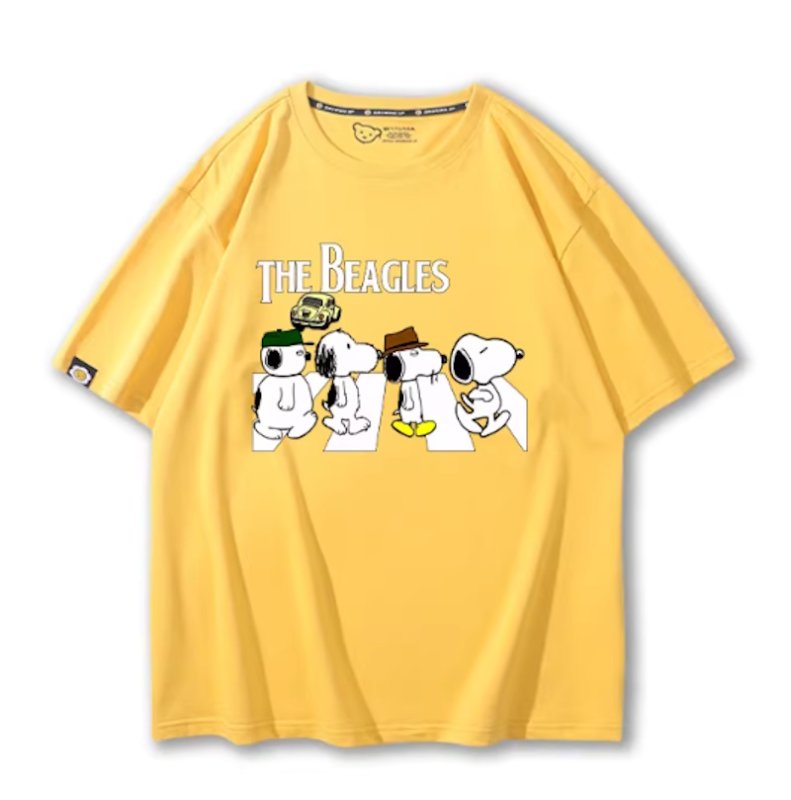画像6: Unisex Snoopy & Puppy Abbey Road Print Short Sleeve T-Shirt 　 スヌーピー＆パピー アビーロードプリント半袖ラウンドネックTシャツ ユニセックス 男女兼用  (6)