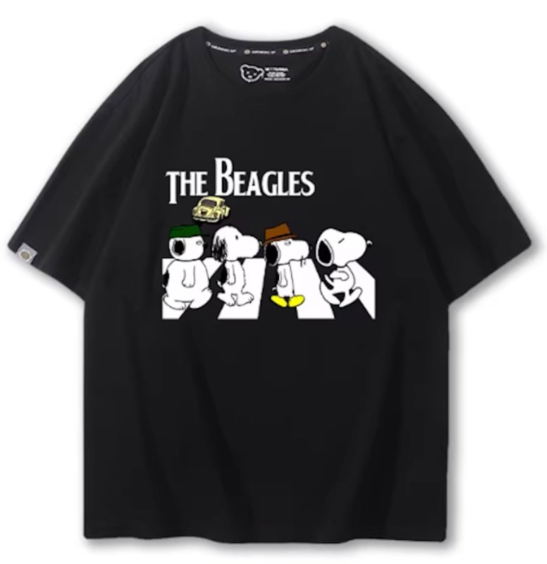 画像5: Unisex Snoopy & Puppy Abbey Road Print Short Sleeve T-Shirt 　 スヌーピー＆パピー アビーロードプリント半袖ラウンドネックTシャツ ユニセックス 男女兼用  (5)