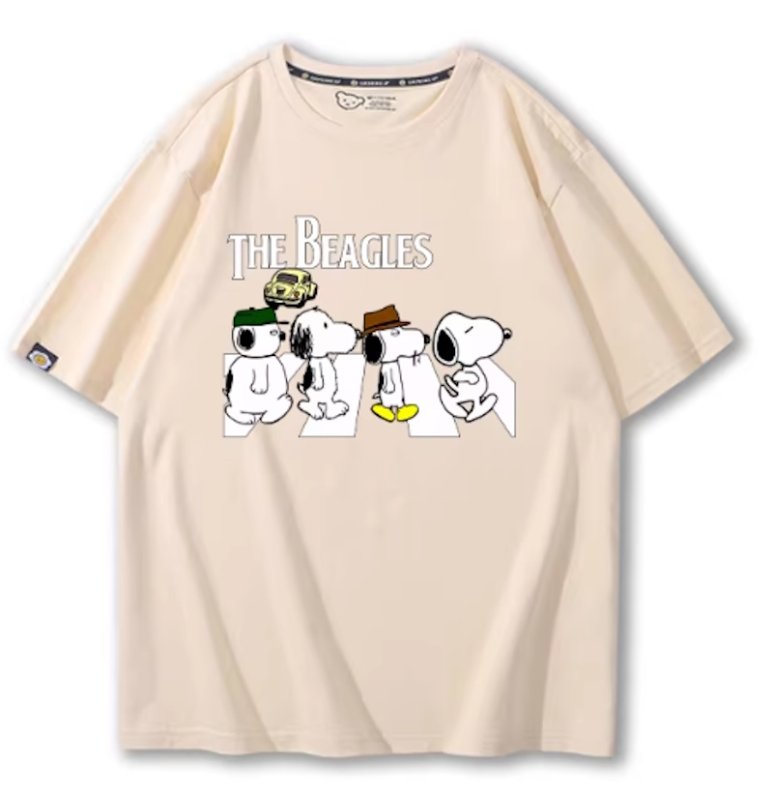 画像4: Unisex Snoopy & Puppy Abbey Road Print Short Sleeve T-Shirt 　 スヌーピー＆パピー アビーロードプリント半袖ラウンドネックTシャツ ユニセックス 男女兼用  (4)