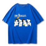 画像1: Unisex Snoopy & Puppy Abbey Road Print Short Sleeve T-Shirt 　 スヌーピー＆パピー アビーロードプリント半袖ラウンドネックTシャツ ユニセックス 男女兼用  (1)