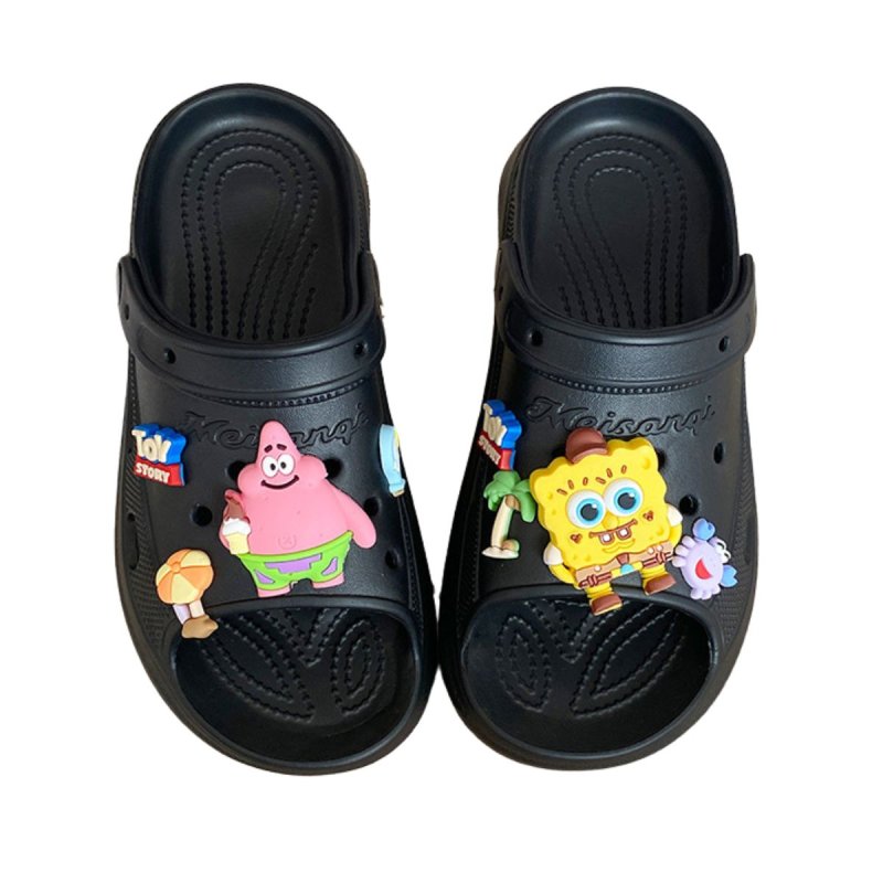 画像1: SpongeBob sandals slippers スポンジボブ チャーム付き 厚底 シャワー ステッピング サンダル スリッパ (1)