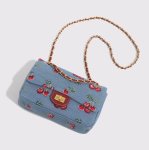 画像7: Cherry Print Denim Chain Tote Shoulder Bag　 チェリープリントデニムチェーントートショルダーポシェットバッグ (7)