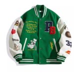 画像1:  men and women Goofy & Alphabet Embroidered Stadium Jacket　メンズ ユニセックス 男女兼用グーフィー＆アルファベット刺繍スタジャン ブルゾン ジャケット (1)
