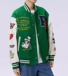 画像5:  men and women Goofy & Alphabet Embroidered Stadium Jacket　メンズ ユニセックス 男女兼用グーフィー＆アルファベット刺繍スタジャン ブルゾン ジャケット (5)