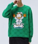画像4: Unisex Monogram and Garfield embroidery knitted round neck sweater　ユニセックス 男女兼用 モノグラム＆ガーフィールド刺繍  プルオーバーセーター (4)
