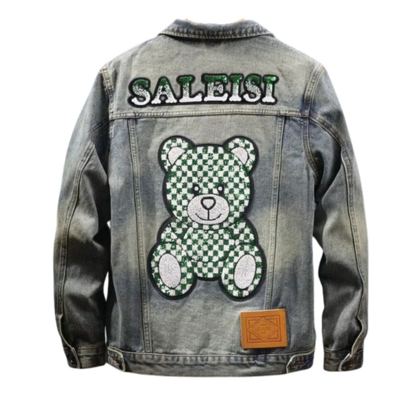 画像2: Bear Denim Jeans Jacket ユニセックス 男女兼用 ベア デニム Gジャン ジャケット (2)