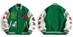 画像2:  men and women Goofy & Alphabet Embroidered Stadium Jacket　メンズ ユニセックス 男女兼用グーフィー＆アルファベット刺繍スタジャン ブルゾン ジャケット (2)