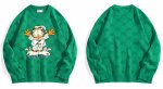 画像3: Unisex Monogram and Garfield embroidery knitted round neck sweater　ユニセックス 男女兼用 モノグラム＆ガーフィールド刺繍  プルオーバーセーター (3)