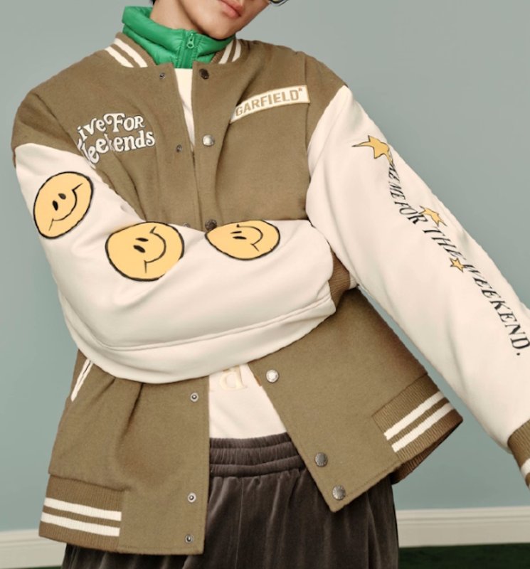 画像4: Garfield & Smile Stadium Jacket jacket men and women メンズ ユニセックス 男女兼用ガーフィールド＆スマイルスタジャンエンブレム 刺繍 ブルゾン ジャケット (4)