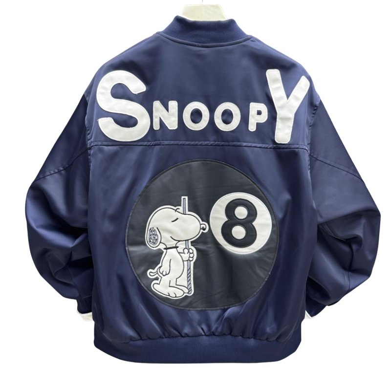 画像2: 26SS Snoopy Billiards Ball 8 MA-1 zip jacket blouson baseball uniform jacket ユニセックス 男女兼用 スヌーピー ビリヤード ボール 8 MA-1 ボンバー ジップジャケット ブルゾン (2)
