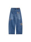 画像2: MLB Korea Women's Wide Leg Jeans with Logo エムエルビー コリア 海外限定 NY ロゴ入りレディースワイドレッグジーンズ NY y2k ニューヨークヤンキース   (2)