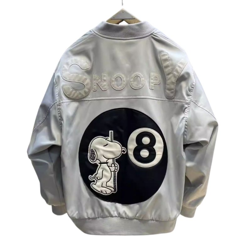 画像4: 26SS Snoopy Billiards Ball 8 MA-1 zip jacket blouson baseball uniform jacket ユニセックス 男女兼用 スヌーピー ビリヤード ボール 8 MA-1 ボンバー ジップジャケット ブルゾン (4)