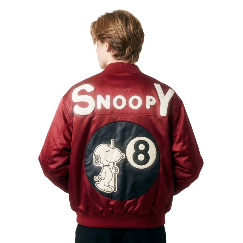 画像1: 26SS Snoopy Billiards Ball 8 MA-1 zip jacket blouson baseball uniform jacket ユニセックス 男女兼用 スヌーピー ビリヤード ボール 8 MA-1 ボンバー ジップジャケット ブルゾン (1)