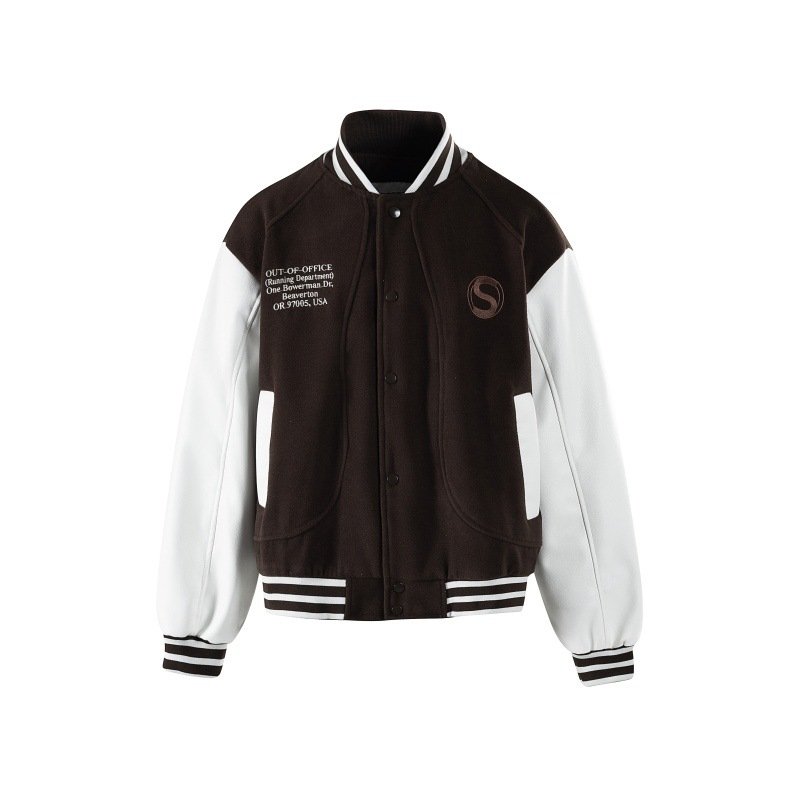 画像4:  men and women American retro letter embroidery patchwork design stadium jacket  　メンズ ユニセックス 男女兼用アメリカンレトロレター刺繍スタジャン ブルゾン ジャケット (4)