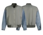 画像3: Acrylic & denim sleeve two-tone MA1 bomber jacket　ユニセックス 男女兼用 アクリル＆デニムスリーブ バイカラーMA1ボンバージャケット (3)