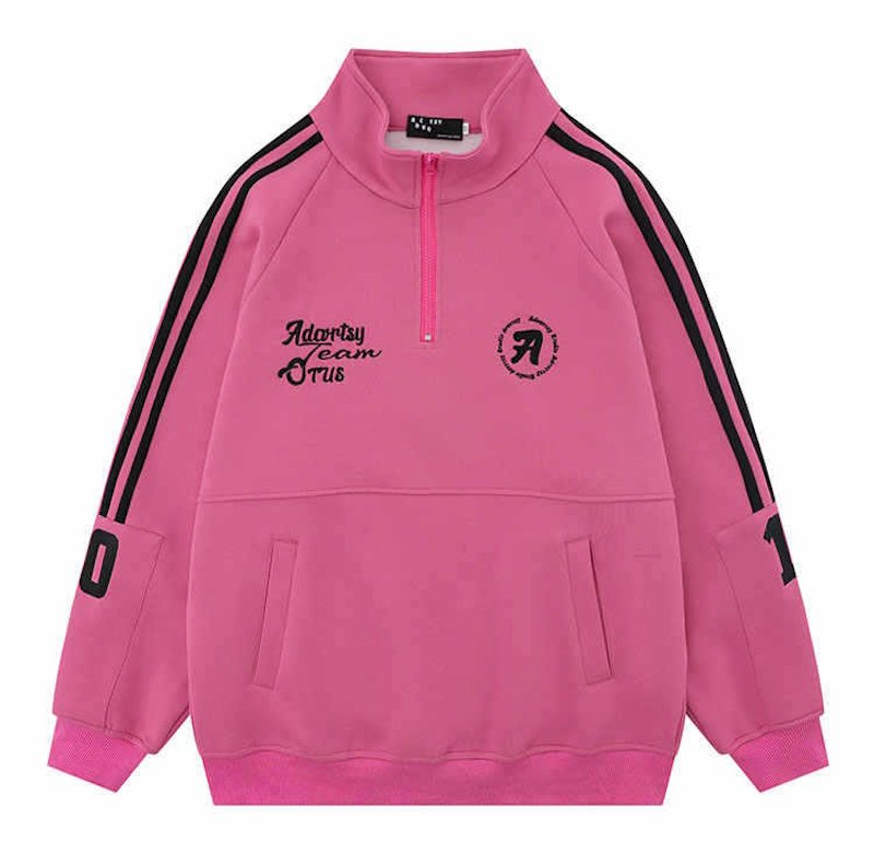 画像3: Three Stripes Stand Collar Half-Zip Sweatshirt　ユニセックス男女兼用 スリーストライプス スタンドカラー ハーフジップスウェットシャツ トレーナー  (3)