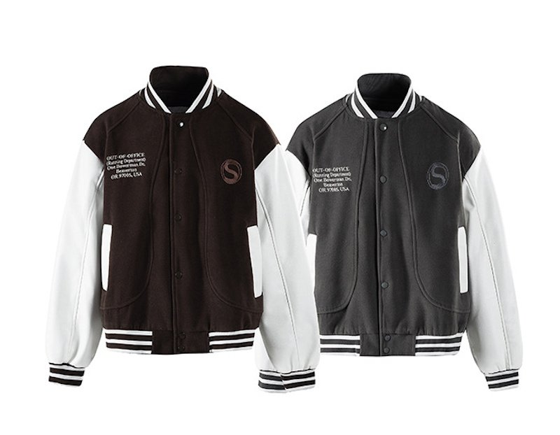 画像5:  men and women American retro letter embroidery patchwork design stadium jacket  　メンズ ユニセックス 男女兼用アメリカンレトロレター刺繍スタジャン ブルゾン ジャケット (5)