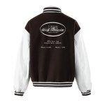 画像1:  men and women American retro letter embroidery patchwork design stadium jacket  　メンズ ユニセックス 男女兼用アメリカンレトロレター刺繍スタジャン ブルゾン ジャケット (1)