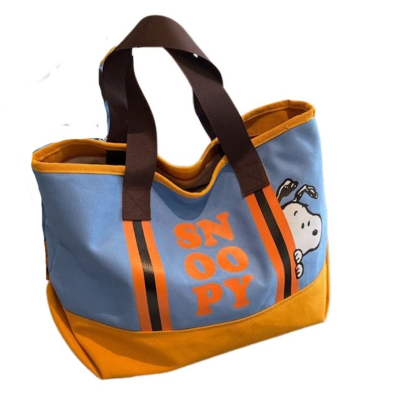 画像2: Snoopy print canvas large capacity tote shoulder bag　ひょっこりスヌーピープリントラージキャパシティーキャンバストートショルダーバッグ (2)
