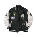 画像4:  men and women white bear emblem embroidery stadium jacket  　メンズ ユニセックス 男女兼用ホワイトベアエンブレム刺繍スタジャン ブルゾン ジャケット (4)