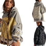 画像5: Women's Flower quilted patchwork hoodie フラワーキルティングパッチワーク フーディパーカースウェット (5)