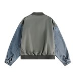画像2: Acrylic & denim sleeve two-tone MA1 bomber jacket　ユニセックス 男女兼用 アクリル＆デニムスリーブ バイカラーMA1ボンバージャケット (2)