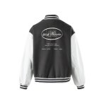 画像2:  men and women American retro letter embroidery patchwork design stadium jacket  　メンズ ユニセックス 男女兼用アメリカンレトロレター刺繍スタジャン ブルゾン ジャケット (2)