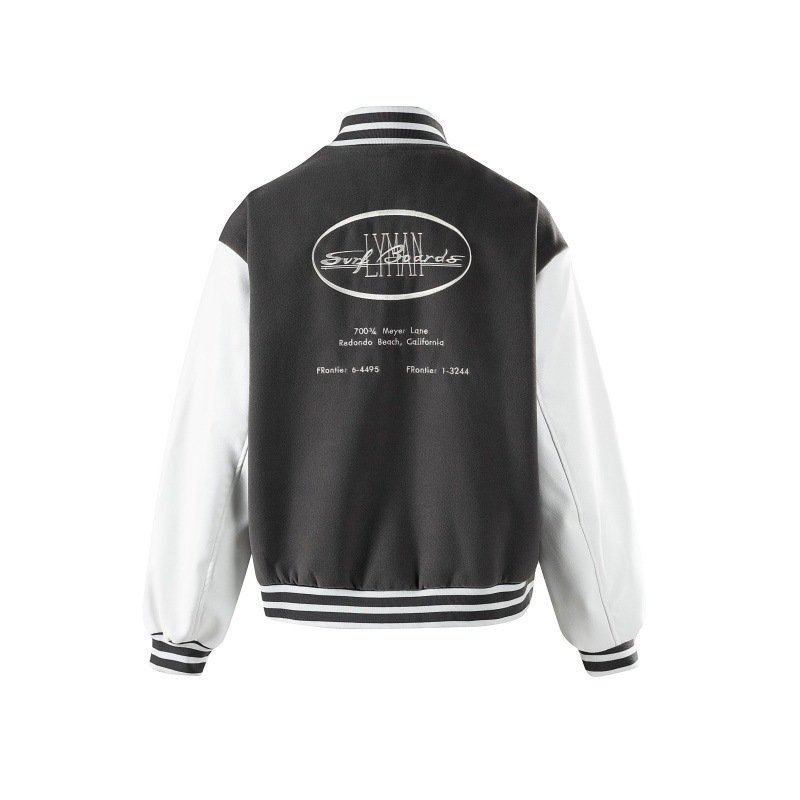 画像2:  men and women American retro letter embroidery patchwork design stadium jacket  　メンズ ユニセックス 男女兼用アメリカンレトロレター刺繍スタジャン ブルゾン ジャケット (2)