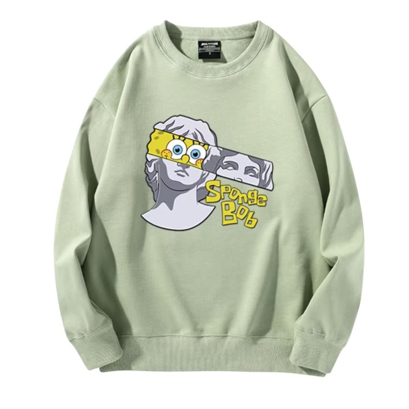 画像10: SpongeBob＆ plaster co-branded round neck sweat shirts pullover   ユニセックス 男女兼用 スポンジボブ & レプリカ スウェット トレーナー (10)