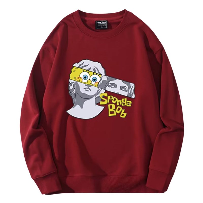 画像8: SpongeBob＆ plaster co-branded round neck sweat shirts pullover   ユニセックス 男女兼用 スポンジボブ & レプリカ スウェット トレーナー (8)