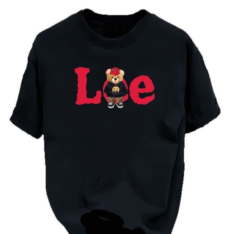 画像1: Smile Bear  Print Round Neck Short Sleeve T-Shirt ユニセックス 男女兼用スマイルベア熊テディーベアプリントラウンドネック Tシャツ (1)