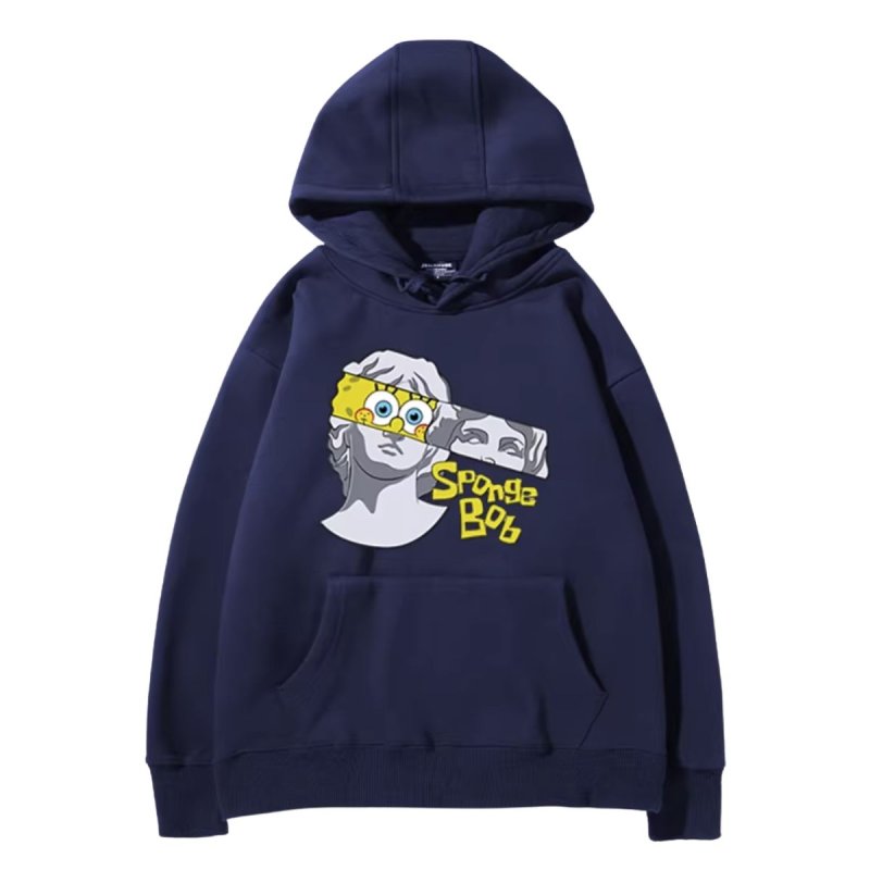 画像2: SpongeBob＆ plaster co-branded round neck hoodie sweat pullover   ユニセックス 男女兼用スポンジボブ&レプリカ スウェット パーカー (2)
