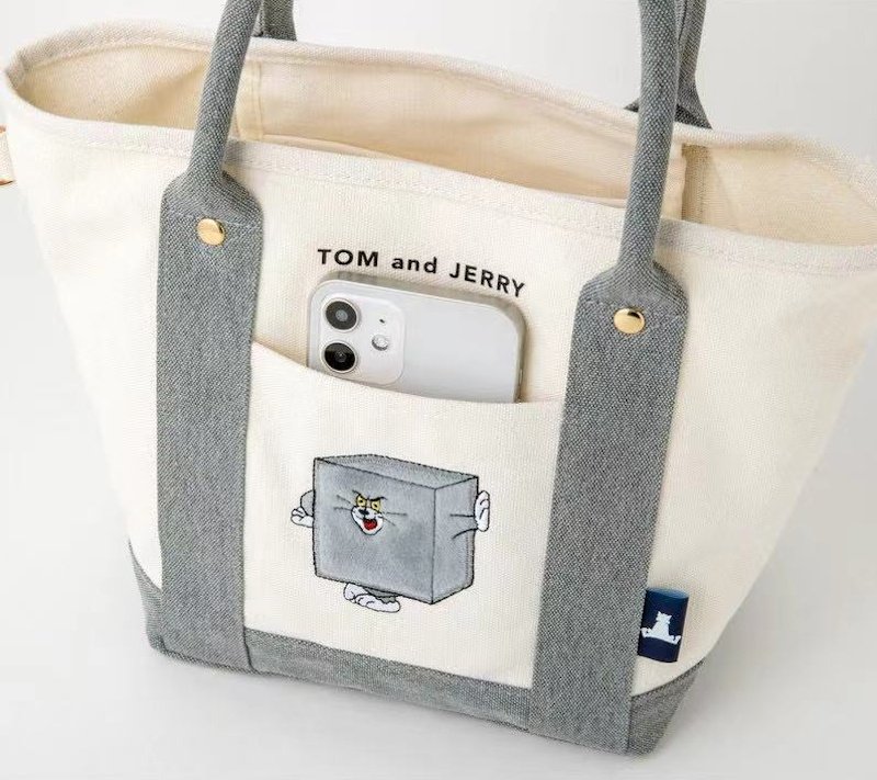 画像4: Tom and Jerry Embroidered Canvas Tote Shoulder Bag　トムとジェリー刺繍キャンバストートショルダーバッグ (4)