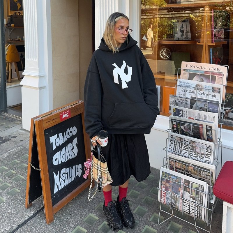 画像10: NY Noodle letter printed Graffiti Print Hoodie ユニセックス 男女兼用 NY Noodle 落書き風 ロゴ スウェットパーカー (10)