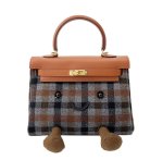 画像3: BKjllycatlm Check Plush Tote Shoulder Crossbody Bag  jllycatlm　チェックスマイルぬいぐるみトートショルダークロスボディーバッグスマイル   (3)