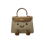 画像4: BKjllycatlm Check Plush Tote Shoulder Crossbody Bag  jllycatlm　チェックスマイルぬいぐるみトートショルダークロスボディーバッグスマイル   (4)