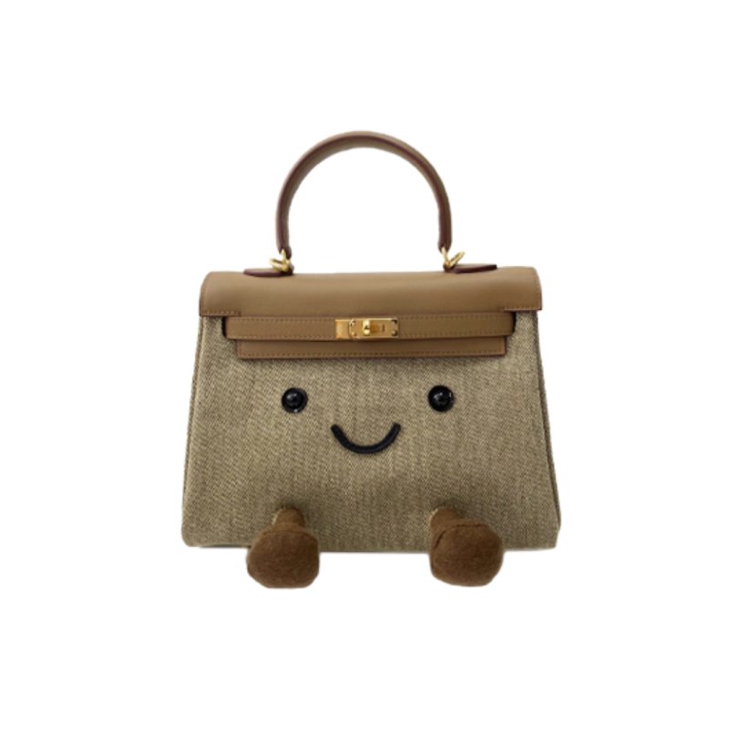 画像4: BKjllycatlm Check Plush Tote Shoulder Crossbody Bag  jllycatlm　チェックスマイルぬいぐるみトートショルダークロスボディーバッグスマイル   (4)