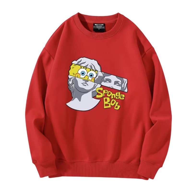 画像5: SpongeBob＆ plaster co-branded round neck sweat shirts pullover   ユニセックス 男女兼用 スポンジボブ & レプリカ スウェット トレーナー (5)