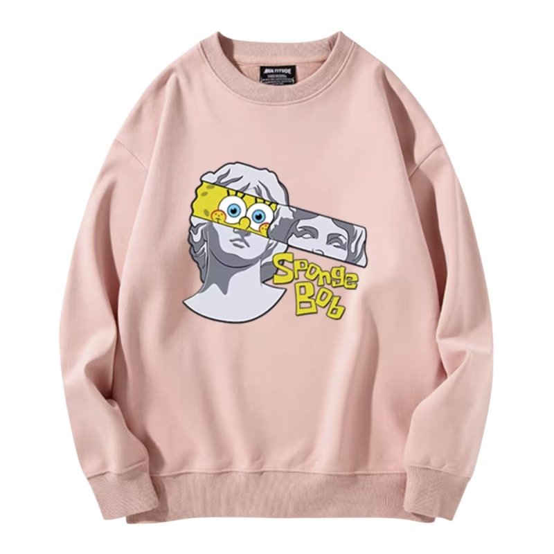 画像3: SpongeBob＆ plaster co-branded round neck sweat shirts pullover   ユニセックス 男女兼用 スポンジボブ & レプリカ スウェット トレーナー (3)