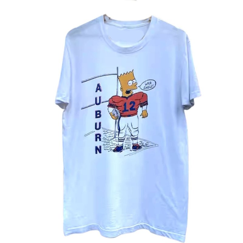 画像1: American Football Bird Simpson Print Round Neck Short Sleeve T-Shirt ユニセックス 男女兼用アメフトバードシンプソンプリントラウンドネック Tシャツ (1)