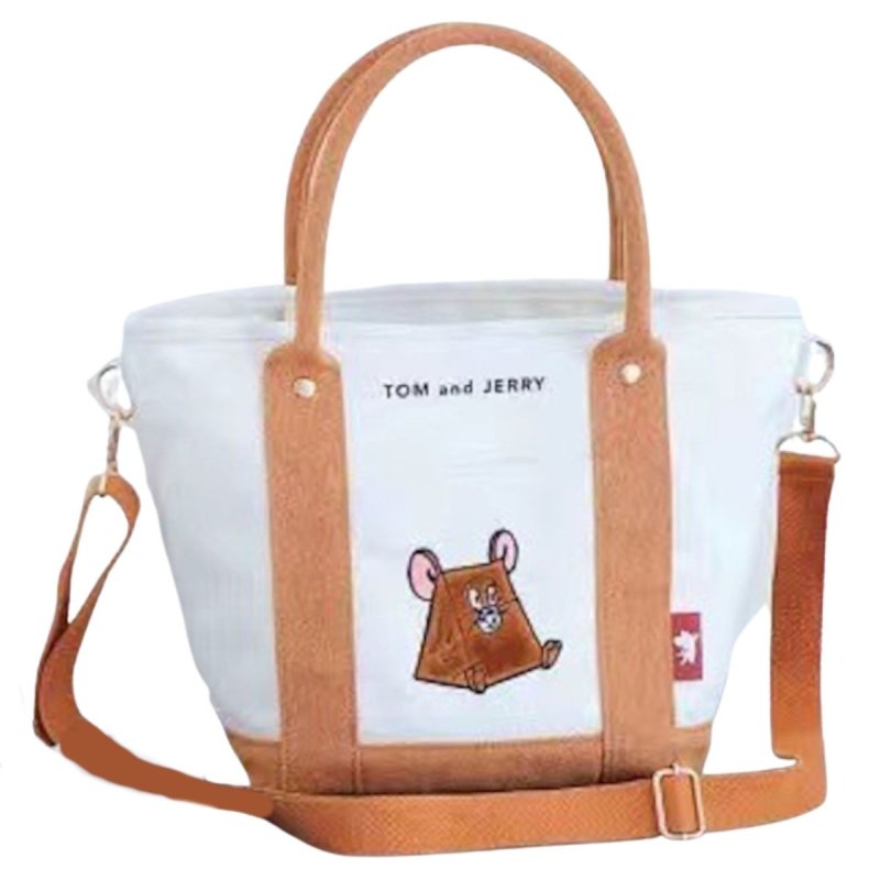 画像1: Tom and Jerry Embroidered Canvas Tote Shoulder Bag　トムとジェリー刺繍キャンバストートショルダーバッグ (1)