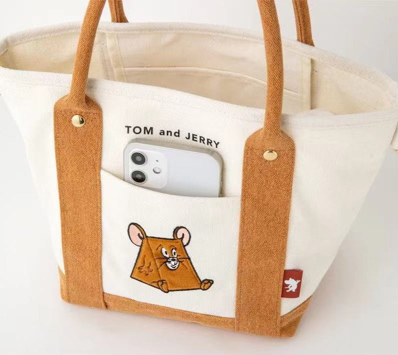 画像3: Tom and Jerry Embroidered Canvas Tote Shoulder Bag　トムとジェリー刺繍キャンバストートショルダーバッグ (3)