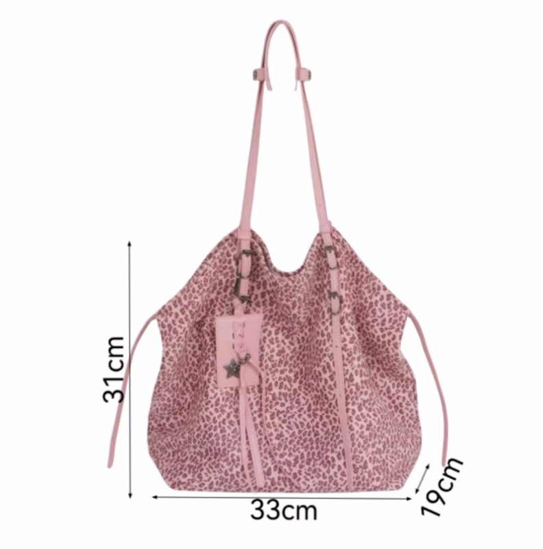 画像6: Pink Leopard Large Capacity Tote Shoulder Underarm Bag　ピンクレオパードヒョウ柄ラージキャパシティートートショルダーバッグ (6)