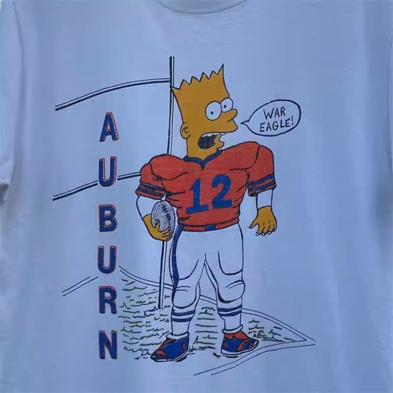 画像2: American Football Bird Simpson Print Round Neck Short Sleeve T-Shirt ユニセックス 男女兼用アメフトバードシンプソンプリントラウンドネック Tシャツ (2)