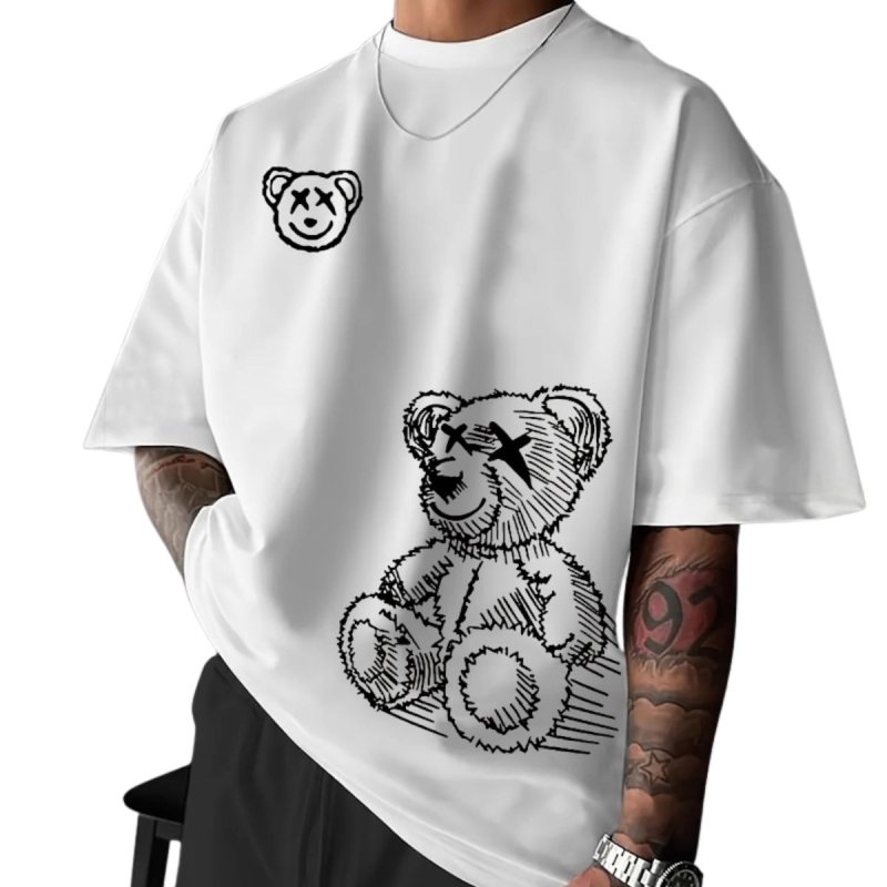 画像4: kaws Teddy Bear Print Round Neck Short Sleeve T-Shirt ユニセックス 男女兼用カウズベア熊テディーベアプリントラウンドネック Tシャツ (4)